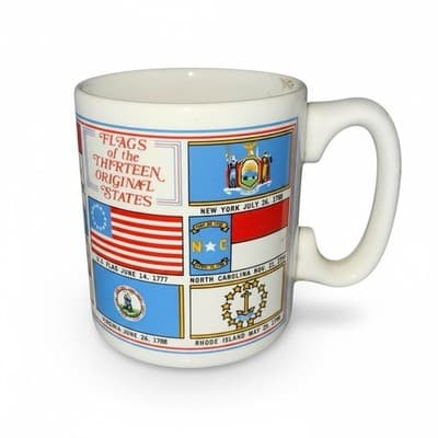 Vintage “Flags of the Thirteen Original States” Patriotic Mug - Image 1