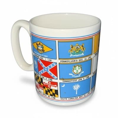 Vintage “Flags of the Thirteen Original States” Patriotic Mug - Thumbnail 3