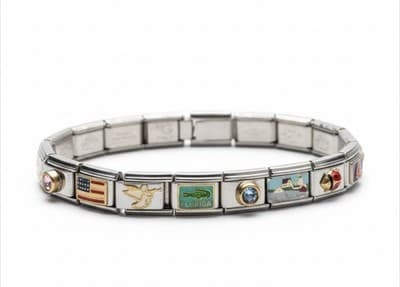 Zoppini Italian Charm Bracelet 18 Links 15 Charms Ruby - Image 1