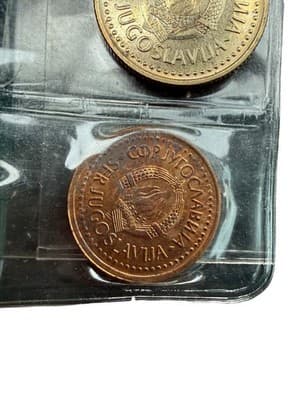 1984 SFR Yugoslavia Uncirculated 5-Coin Set Original Green Folder Serbian - Thumbnail 7
