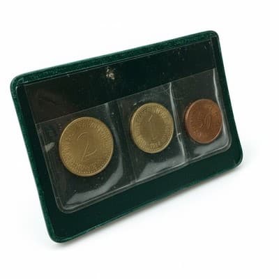 1984 SFR Yugoslavia Uncirculated 5-Coin Set Original Green Folder Serbian - Thumbnail 9