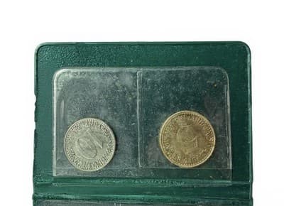 1984 SFR Yugoslavia Uncirculated 5-Coin Set Original Green Folder Serbian - Thumbnail 8