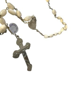 Vintage Roma Sterling Silver Mother Of Pearl MOP Rosary Beads Roma - Thumbnail 6