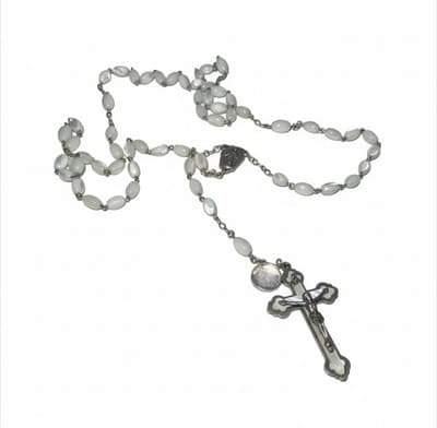 Vintage Roma Sterling Silver Mother Of Pearl MOP Rosary Beads Roma - Thumbnail 10