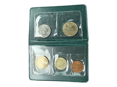 1984 SFR Yugoslavia Uncirculated 5-Coin Set Original Green Folder Serbian - Thumbnail 3