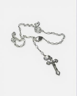 Vintage Roma Sterling Silver Mother Of Pearl MOP Rosary Beads Roma - Thumbnail 2