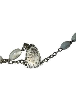 Vintage Roma Sterling Silver Mother Of Pearl MOP Rosary Beads Roma - Thumbnail 4