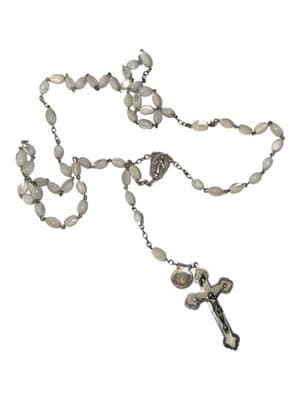 Vintage Roma Sterling Silver Mother Of Pearl MOP Rosary Beads Roma - Thumbnail 8