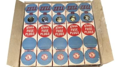 (Lot Of 5 Boxes) Vintage Zell 15 Amp Glass Fuse Plugs Shockproof UL 25 Fuses - Image 1