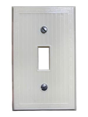 25ct Case Vintage Merit Ivory Toggle Switch Wall Plates 1-Gang Bakelite 92071 - Thumbnail 3