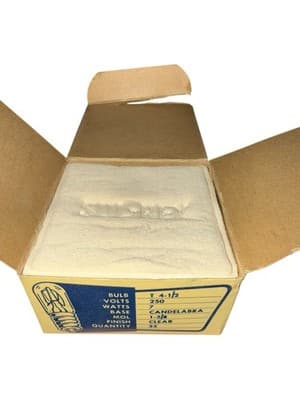 Vintage Box of 25 Sol-Rex T 4-1/2 120V 4W Miniature Clear Incandescent Bulbs NOS - Image 1