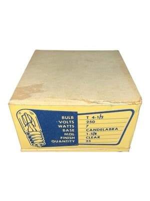 Vintage Box of 25 Sol-Rex T 4-1/2 120V 4W Miniature Clear Incandescent Bulbs NOS - Thumbnail 5