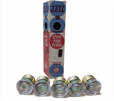 (Lot Of 5 Boxes) Vintage Zell 15 Amp Glass Fuse Plugs Shockproof UL 25 Fuses - Thumbnail 2
