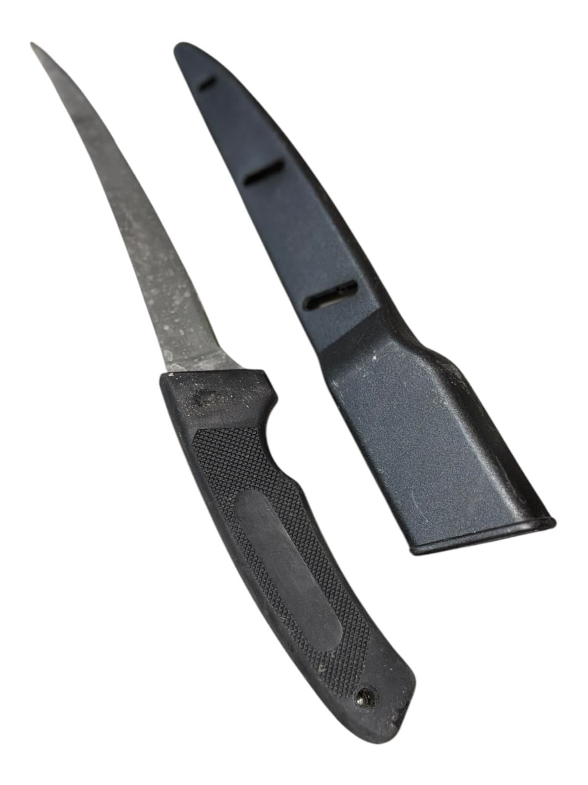 Vintage Fishing Fillet Stainless Knife with Sheath Black Trailing Point - Thumbnail 3