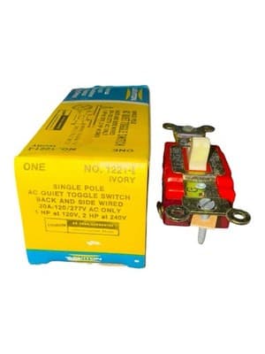 NOS (Lot Of 3) Leviton 1221-I Ivory Single Pole Toggle Switch 20A 120/277V AC - Thumbnail 7