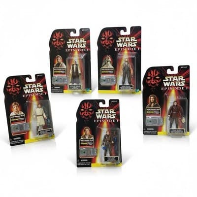 Vintage Star Wars Episode 1 Commtech Lot of 5 Action Figures on Cards - Image 1