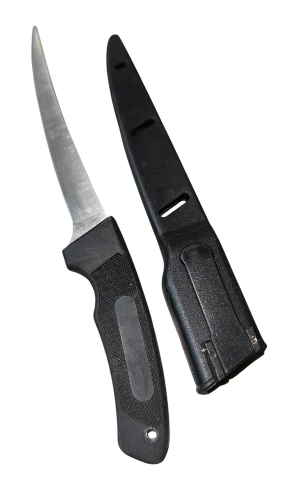 Vintage Fishing Fillet Stainless Knife with Sheath Black Trailing Point - Thumbnail 2