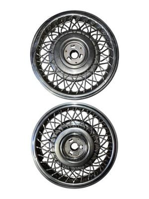 1990 Cadillac DeVille Wire Spoke Wheel Covers Hubcaps 15” OEM Set of 2 - Image 1