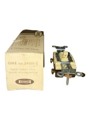 Box/10 NOS Vintage Leviton 54501-I Quiet Single Pole Flush Toggle Switch Ivory - Thumbnail 7