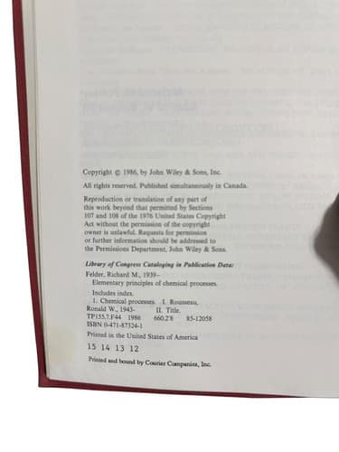 Elementary Principles of Chemical Processes Wiley Series Second Edition - Thumbnail 3