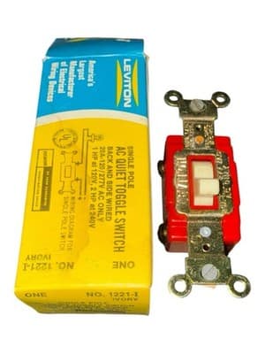 NOS (Lot Of 3) Leviton 1221-I Ivory Single Pole Toggle Switch 20A 120/277V AC - Thumbnail 6