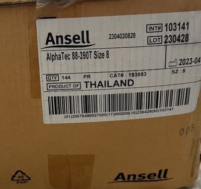 Case of Ansell AlphaTec 88-390T Gloves Size 8 (12 Packs Of 12) (144 Gloves) - Thumbnail 4