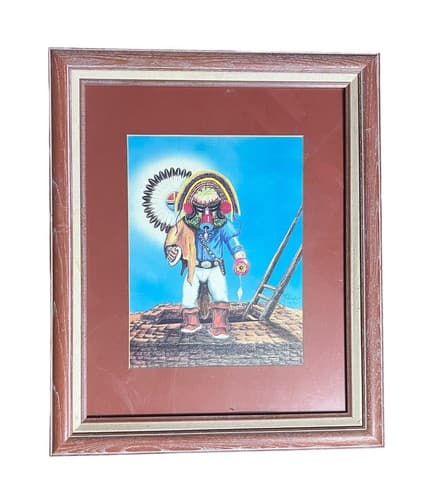 Native American Kachina Painting Signed 16/30 Artist Unknown Framed - Image 1