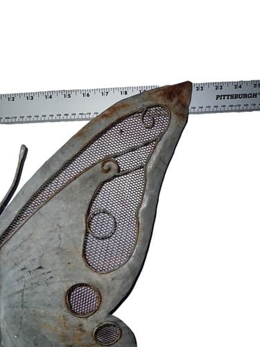 Large Vintage Aluminum Butterfly Wall Art Decoration with Mesh Detailing - Thumbnail 2