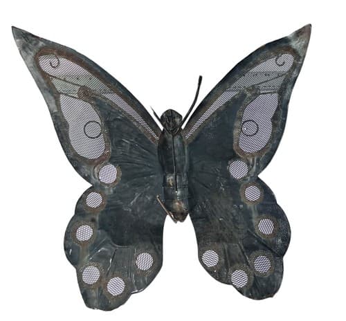 Large Vintage Aluminum Butterfly Wall Art Decoration with Mesh Detailing - Thumbnail 7