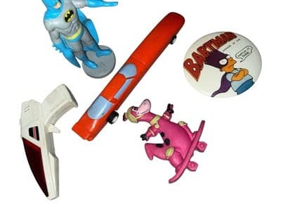 Vintage Toy Lot Batman Bart Simpson Car Giraffe Spaceship Mixed Figures - Thumbnail 4