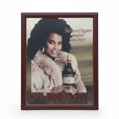 Vintage St-Rémy Napoleon Brandy Framed Mirror Ad Sign Rare 1980s France - Thumbnail 2