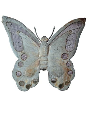 Large Vintage Aluminum Butterfly Wall Art Decoration with Mesh Detailing - Image 1