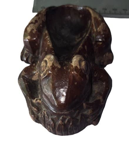 Hand-Carved Wooden Frog Figurine Small Tribal Folk Art Decor - Thumbnail 2