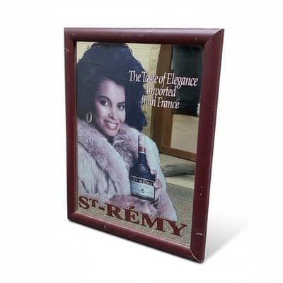 Vintage St-Rémy Napoleon Brandy Framed Mirror Ad Sign Rare 1980s France - Image 1
