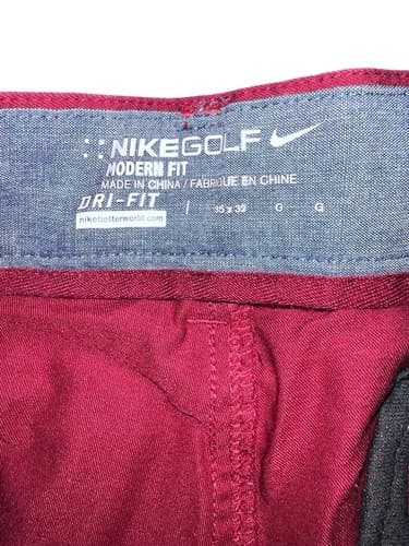 Nike Golf Modern Fit Dri-Fit Pants 35x32 Red Performance Trousers - Thumbnail 6