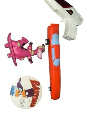 Vintage Toy Lot Batman Bart Simpson Car Giraffe Spaceship Mixed Figures - Thumbnail 2
