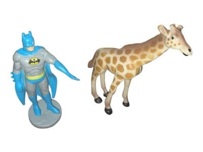 Vintage Toy Lot Batman Bart Simpson Car Giraffe Spaceship Mixed Figures - Thumbnail 3