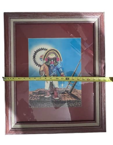 Native American Kachina Painting Signed 16/30 Artist Unknown Framed - Thumbnail 10
