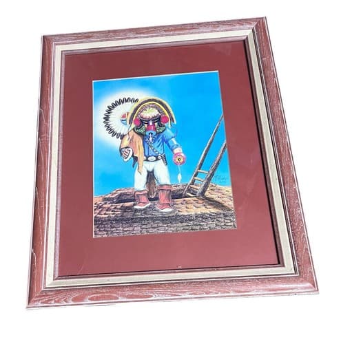 Native American Kachina Painting Signed 16/30 Artist Unknown Framed - Thumbnail 3