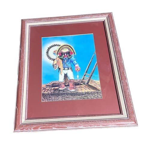 Native American Kachina Painting Signed 16/30 Artist Unknown Framed - Thumbnail 2