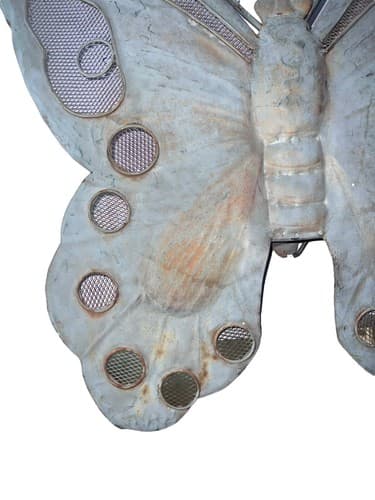 Large Vintage Aluminum Butterfly Wall Art Decoration with Mesh Detailing - Thumbnail 4