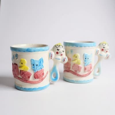 Rubens Originals Vintage 1950s-60s Made in Japan Children’s Ceramic Mug Pair - Image 1