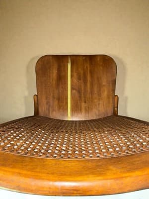 Vintage Caned Back Oak Wood Office, Bankers Rolling Swivel Chair - Nice!! - Thumbnail 11