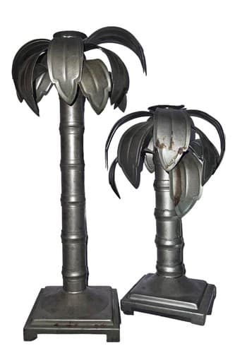 Vintage Set Privet House Galvanized KEY WEST PALM TREE Candle Stick - Thumbnail 6