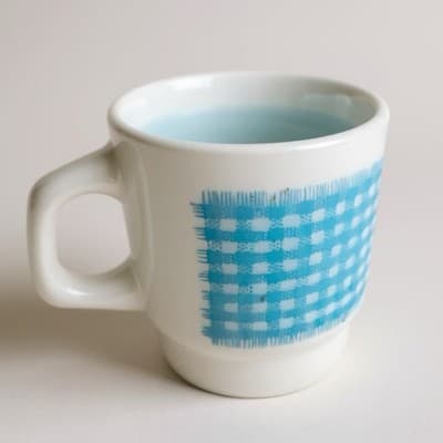 Vintage Fire-King Anchor Hocking Blue Plaid Stackable Mug - Thumbnail 2
