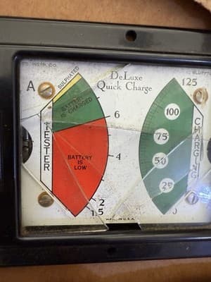 Vintage Triplett EC Instr Co Deluxe Battery Tester Gauge Bluffton Ohio - Thumbnail 2