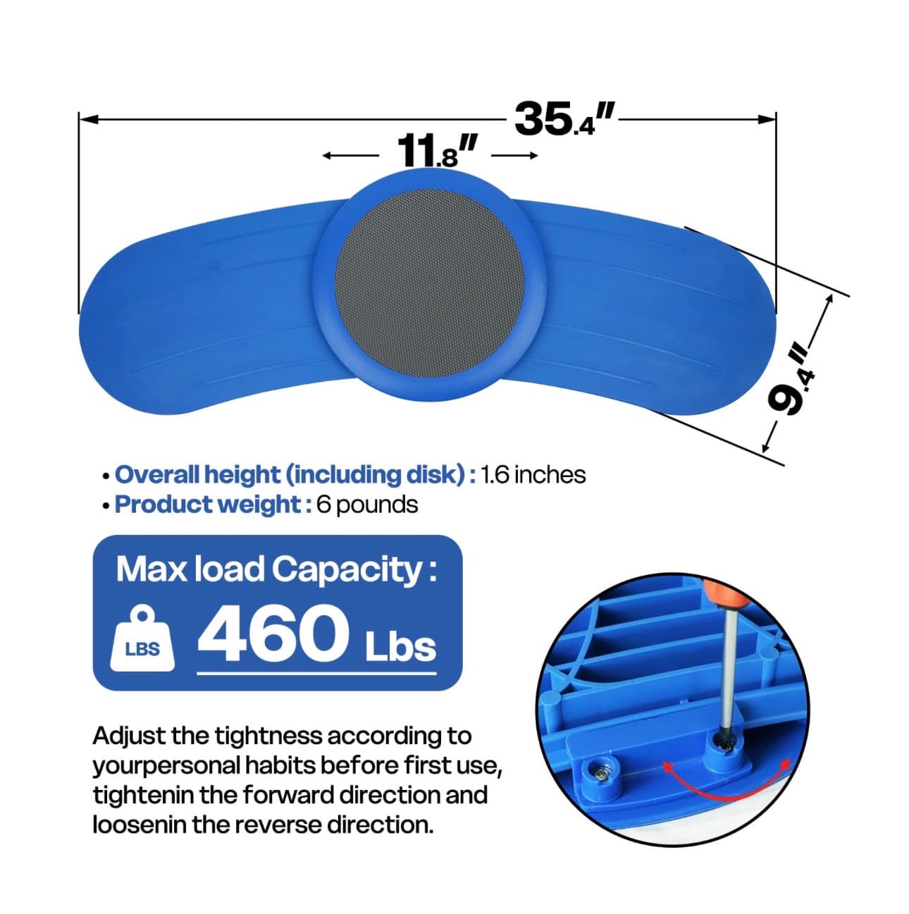 Blue Non-Slip Balance Board with Rotating Disc - Thumbnail 6