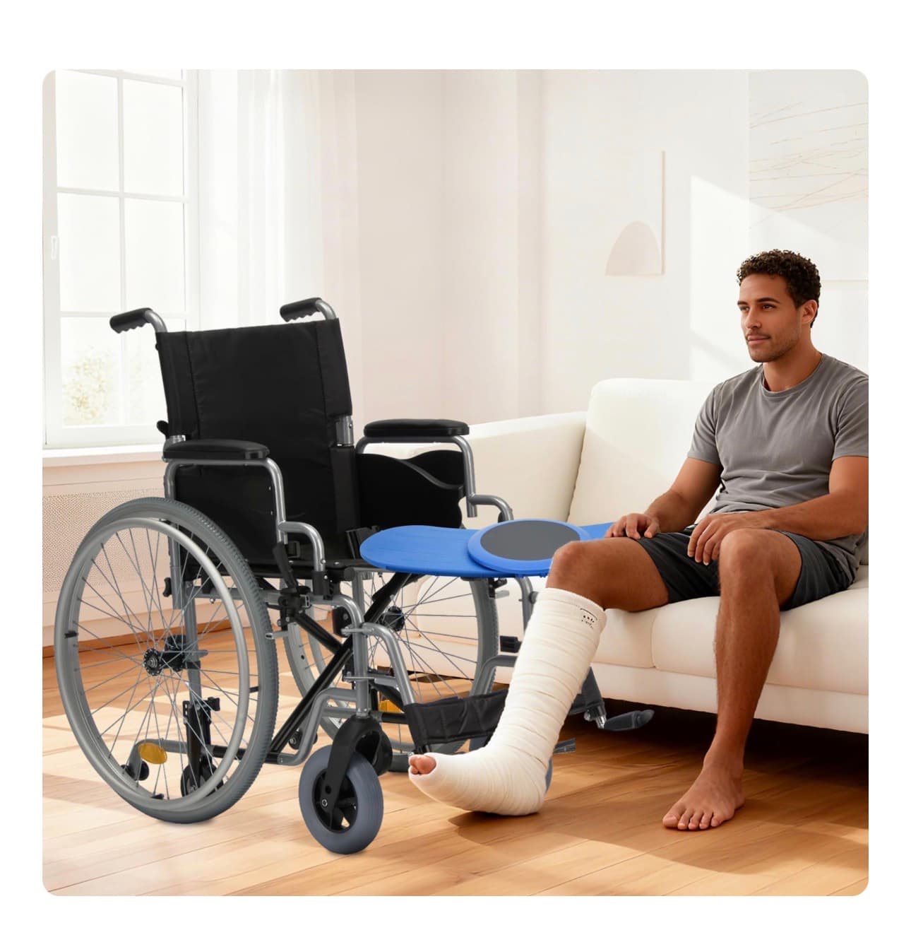 Blue Non-Slip Balance Board with Rotating Disc - Thumbnail 9