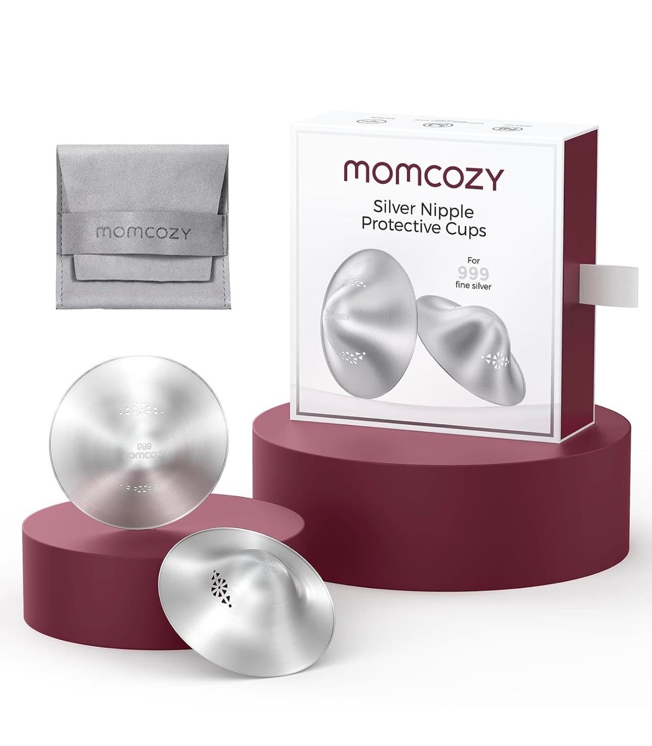 Momcozy Silver Nipple Protective Cups 999 Fine Silver XXL - Image 1