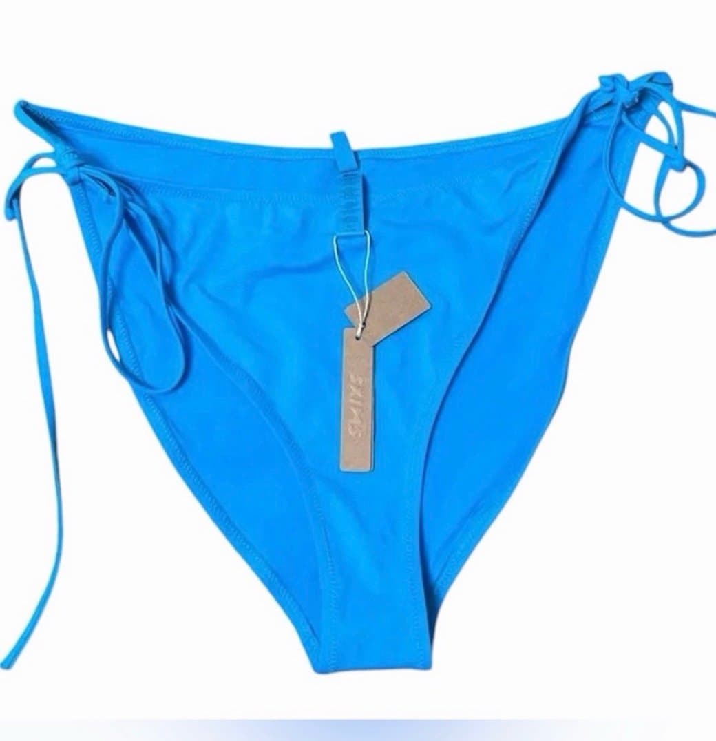 SKIMS Women's Dippy Tie Bikini Bottoms in Turquoise Size L NWT - Image 1